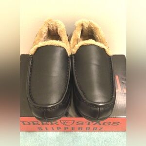 Men’s Black Faux Leather Slippers